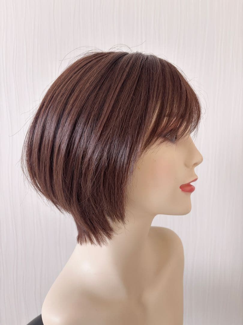 【のぶちゃんＳサイズ】人毛MIXフルウィッグ　ブラウン ショートボブ