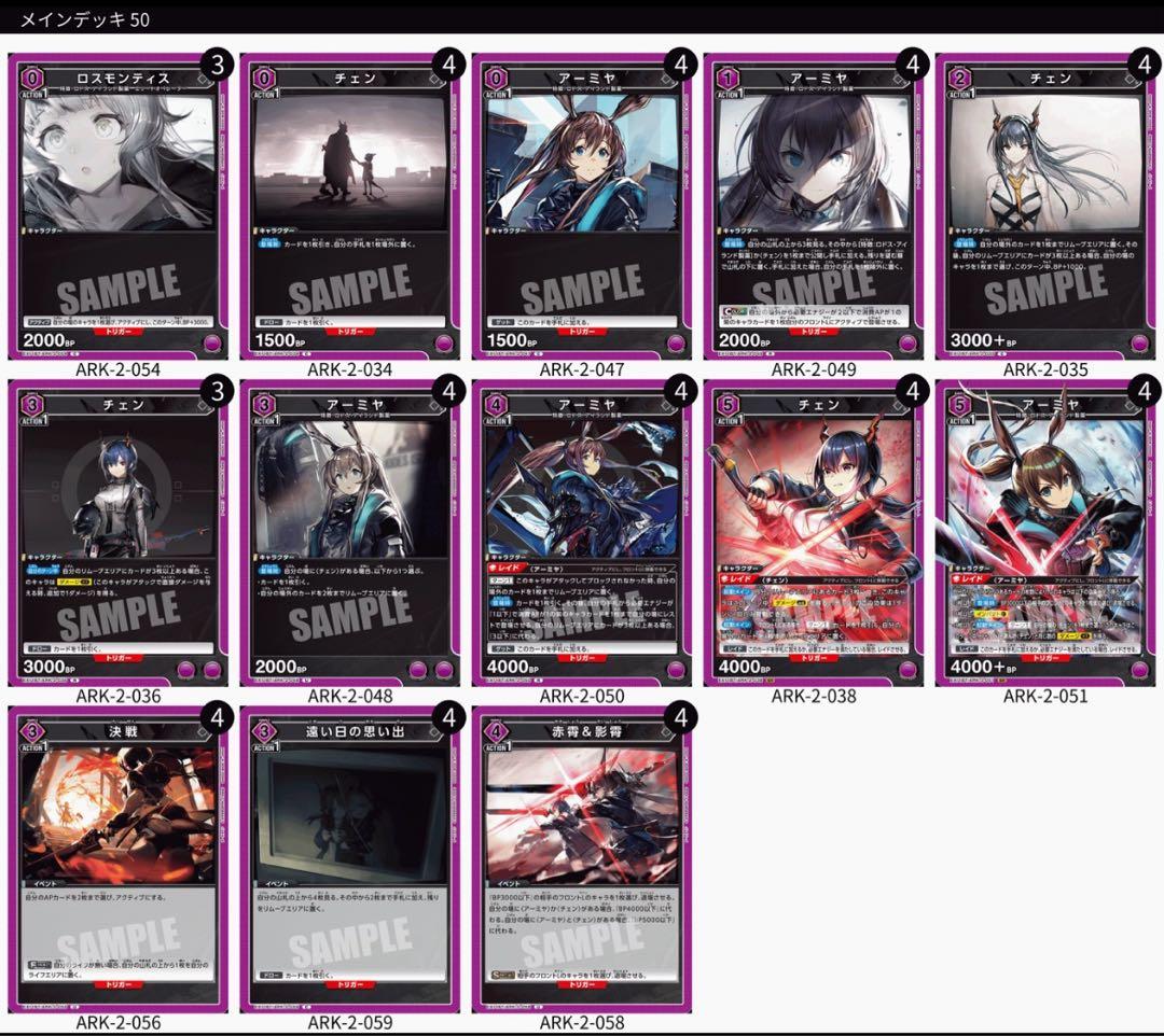 ユニオンアリーナ アークナイツ チェンアーミヤデッキ 二重スリーブ パーツ付き