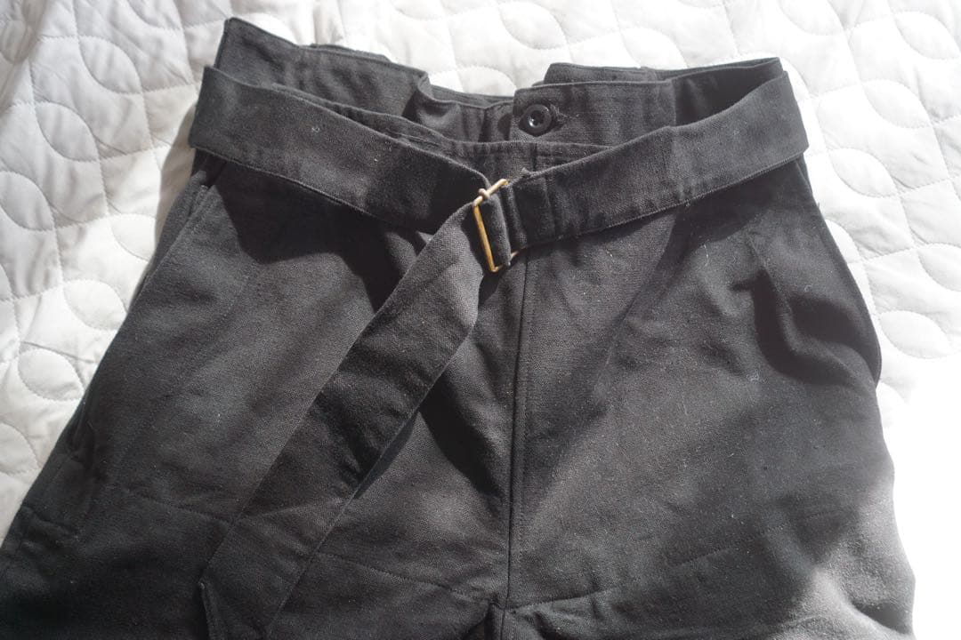 実物　40s フランス軍　M-38 モーターサイクルパンツ後期　黒染め