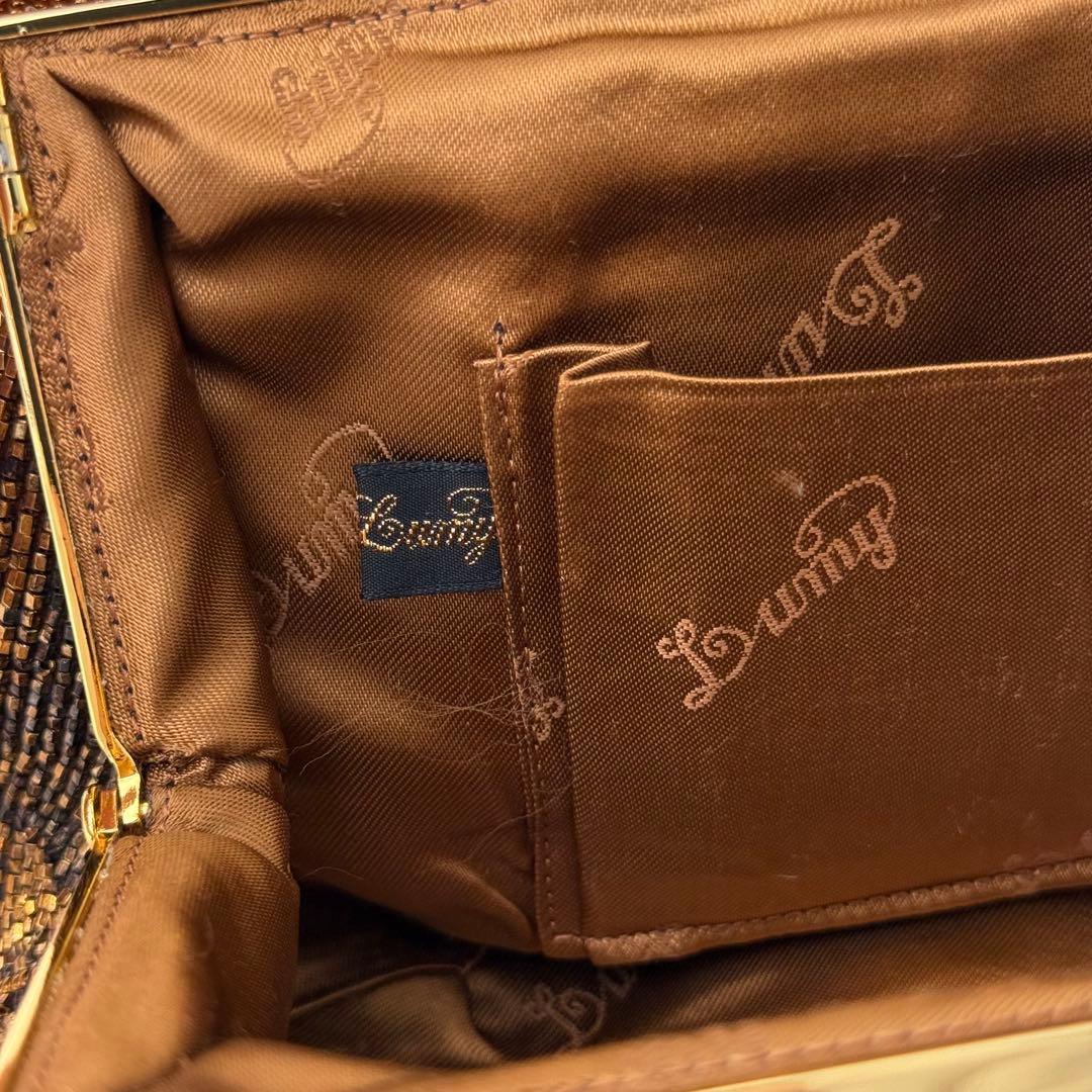 【激レア✨️】ルミーはしもと 花柄 ビーズバッグ チェーンクラスプバッグ ブロンズ