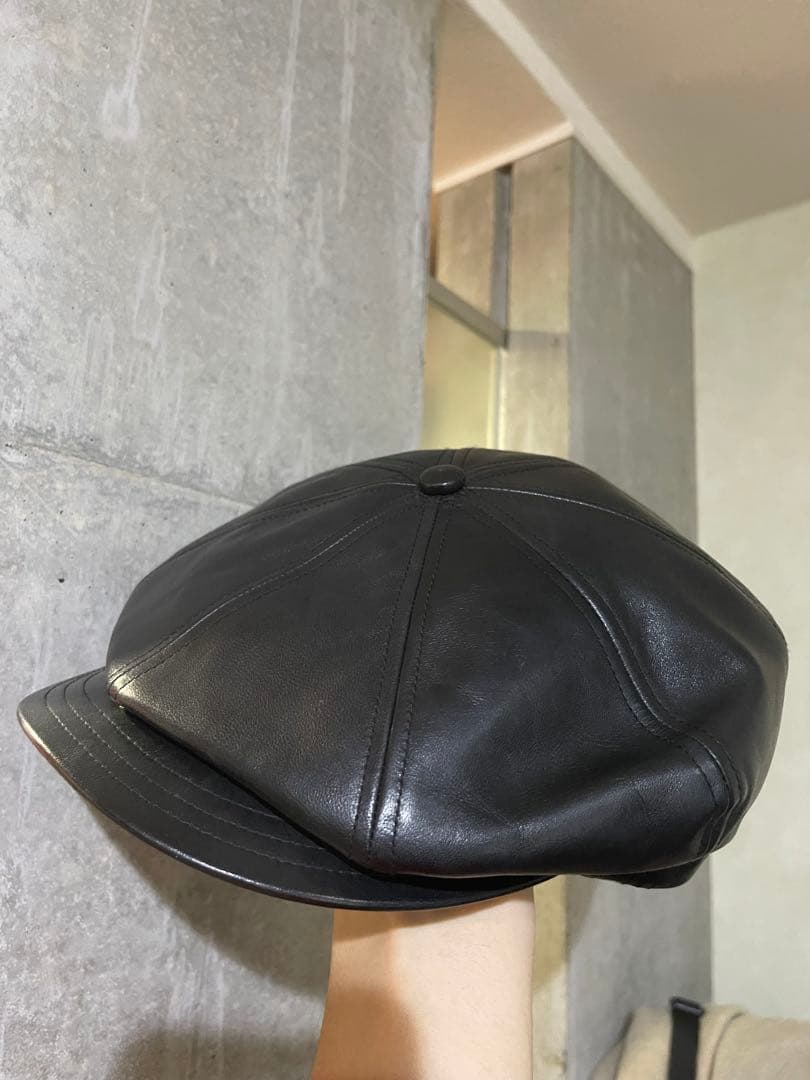 SOLARIS&Coブラックレザーキャスケット