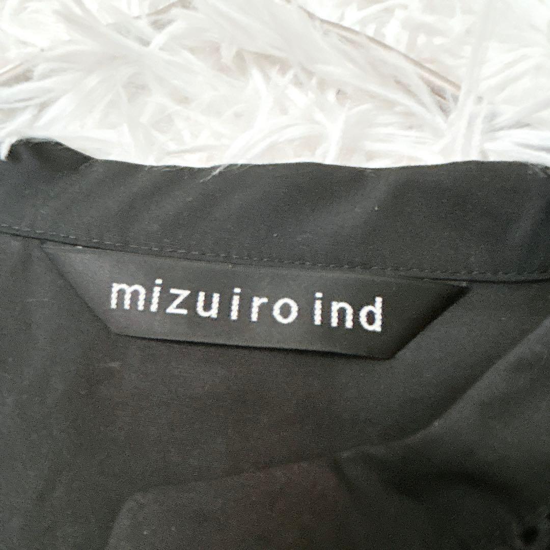 【近年モデル】ミズイロインド 23ss レース 切替え シャツワンピース 黒