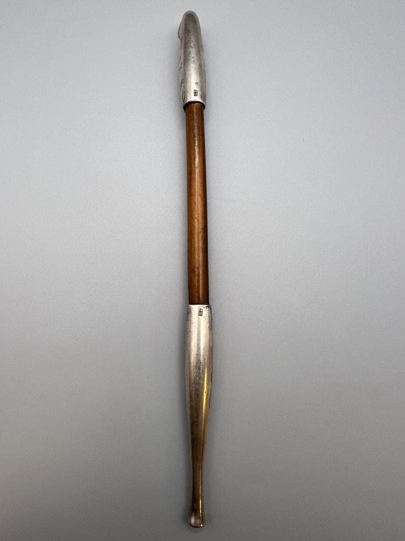 【海】純銀煙管　キセル　一山　瓢箪図　純刻印　銀細工　アンティーク　重量約37g