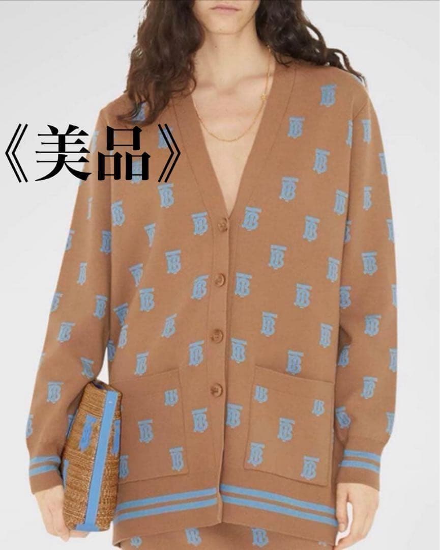 専用！バーバリー TBモノグラム カーディガン TB モノグラム ロゴ シルク混