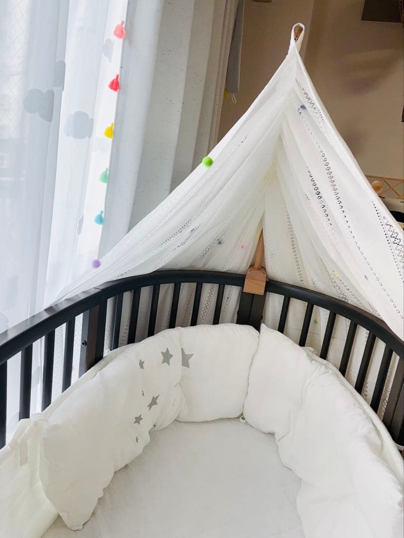 【美品】STOKKE V2 ベット＋マット＋天蓋＋天蓋フレーム付き　お得セット