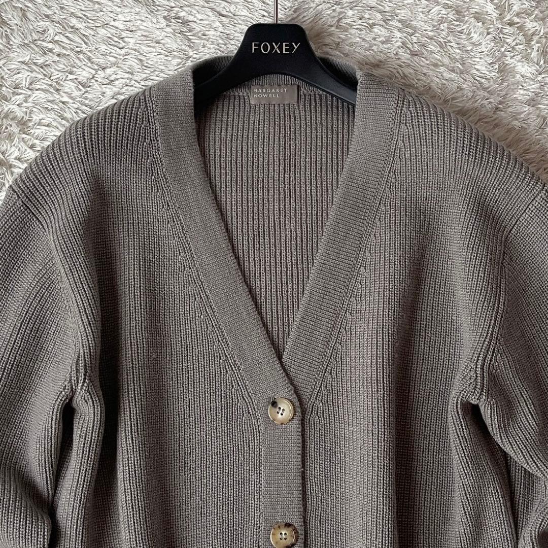 【美品】マーガレットハウエル ウール100％ ニットカーディガン グレージュ