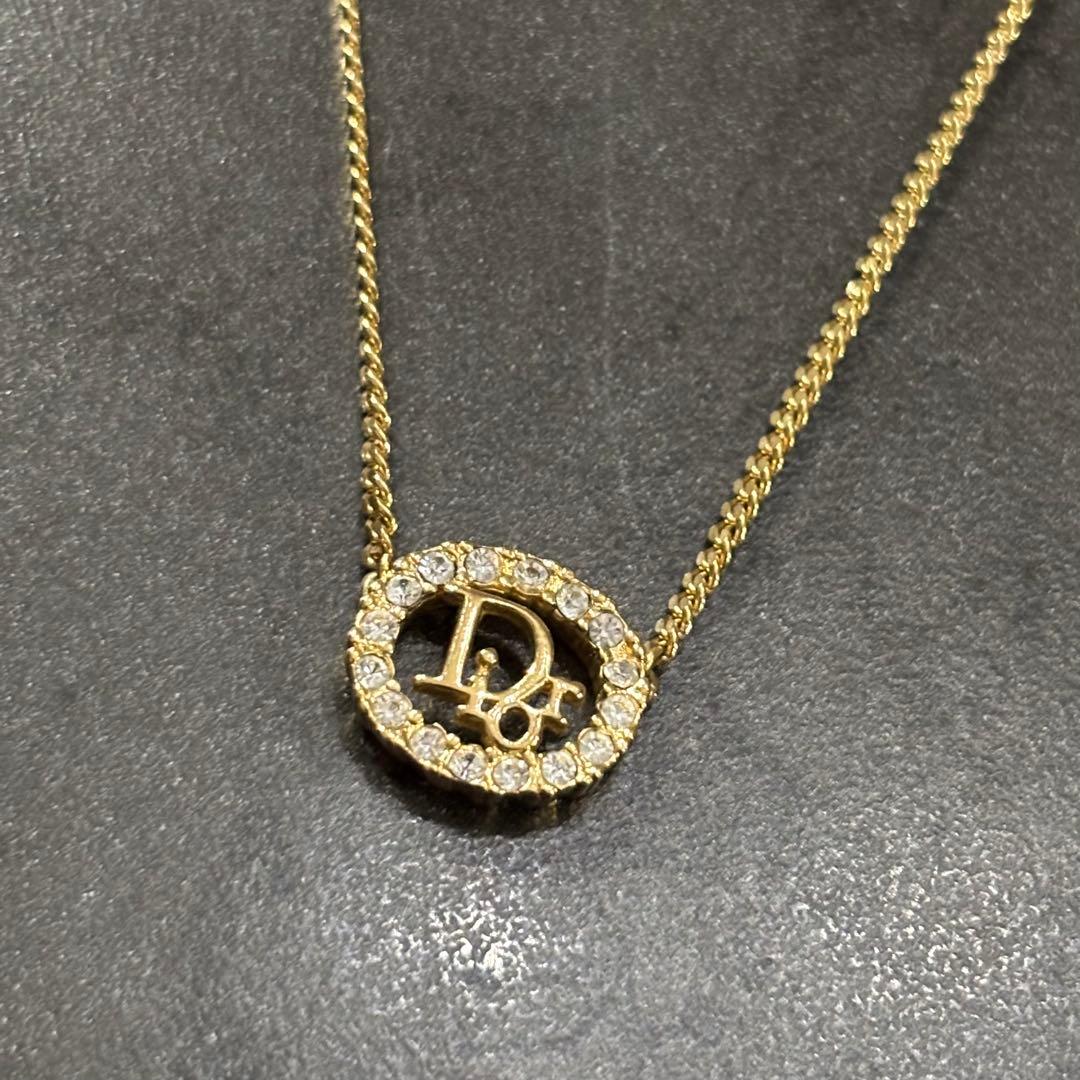 美品　クリスチャンディオール　ラインストーン　ネックレス　ゴールド