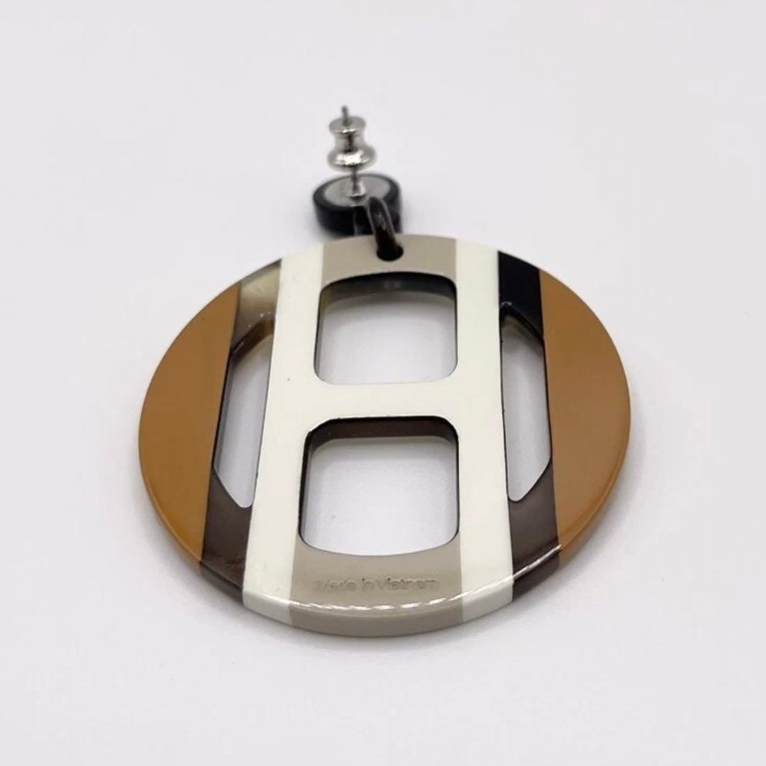 【HERMES】Hエキップ ピアス (片耳用/シングル) バッファローホーン