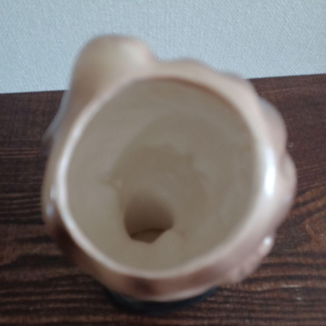 ビンテージ レディヘッドベース 陶器製の置物花瓶　黒のドレスにハートのネックレス