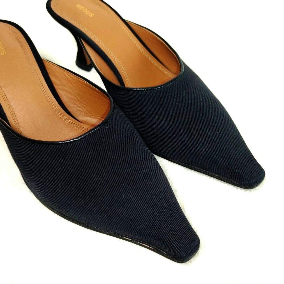 極美品！NEOUS ネオアス 黒 美シルエット ミュール 35 22.5cm