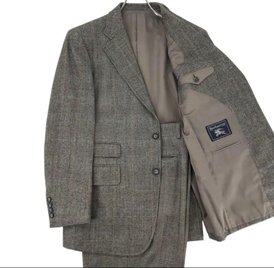 さ*様 バーバリー スーツ セットアップ 総裏 カシミヤ混 チェック