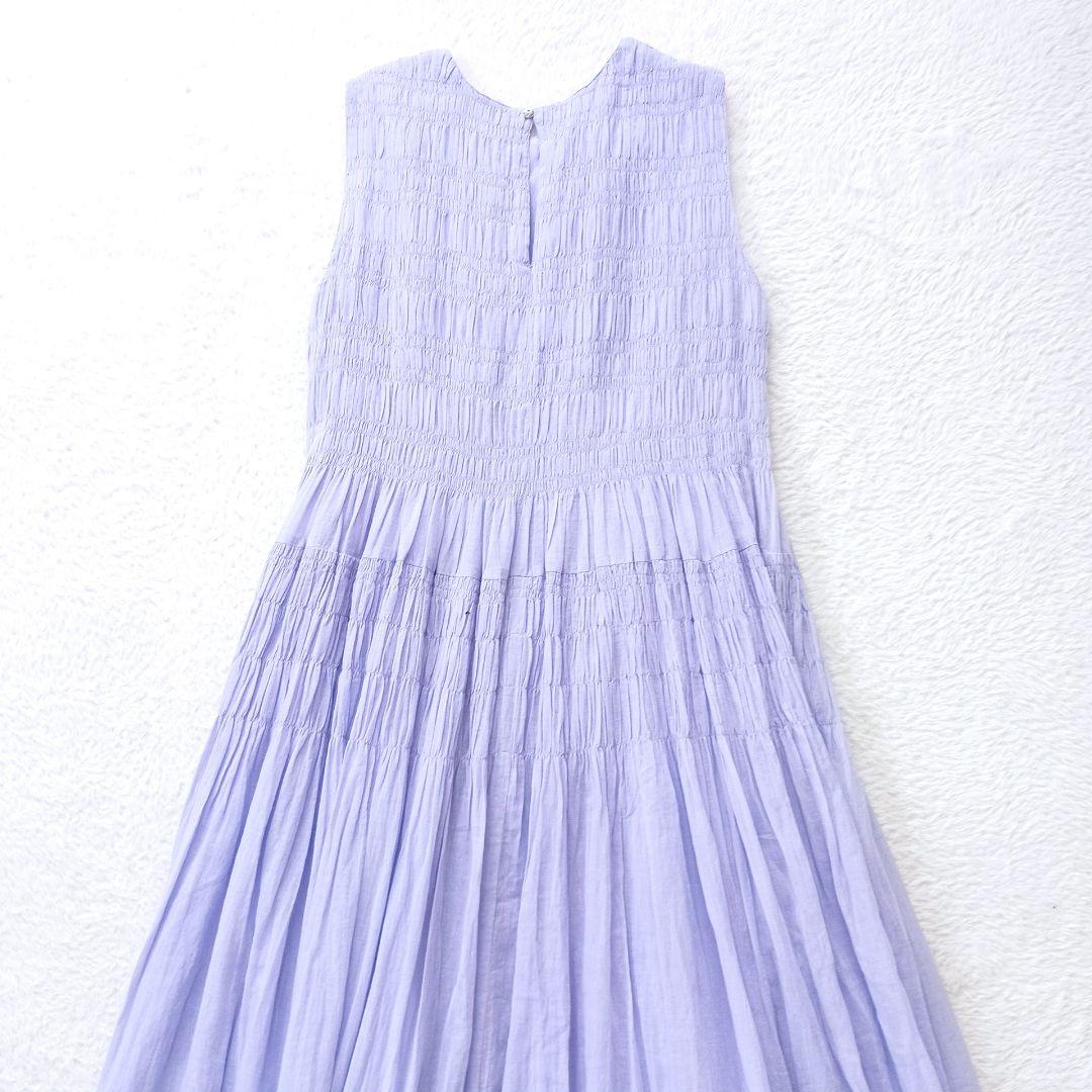 ヌキテパ コットンボイルシャーリングスリーブレスドレス　ロングワンピース