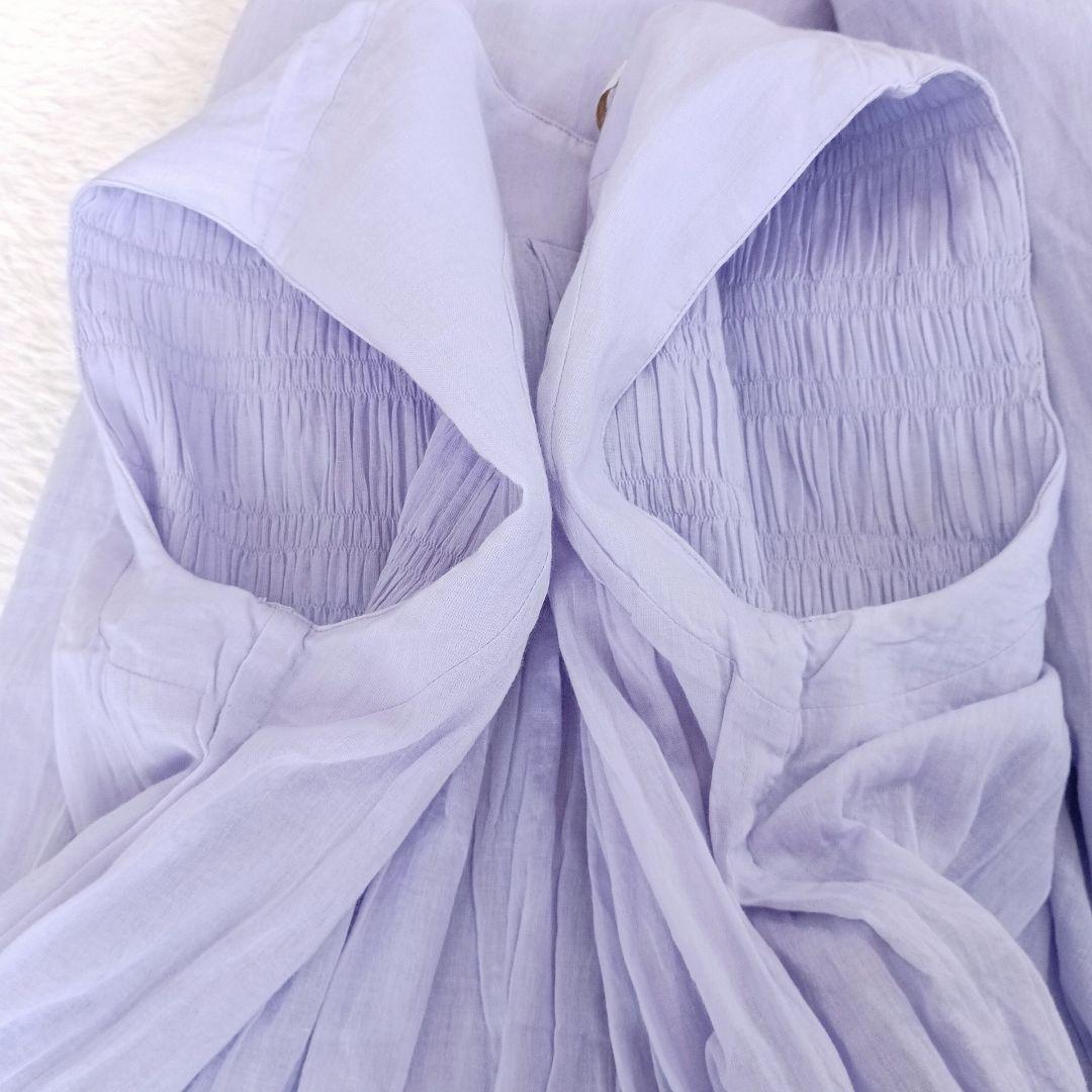 ヌキテパ コットンボイルシャーリングスリーブレスドレス　ロングワンピース