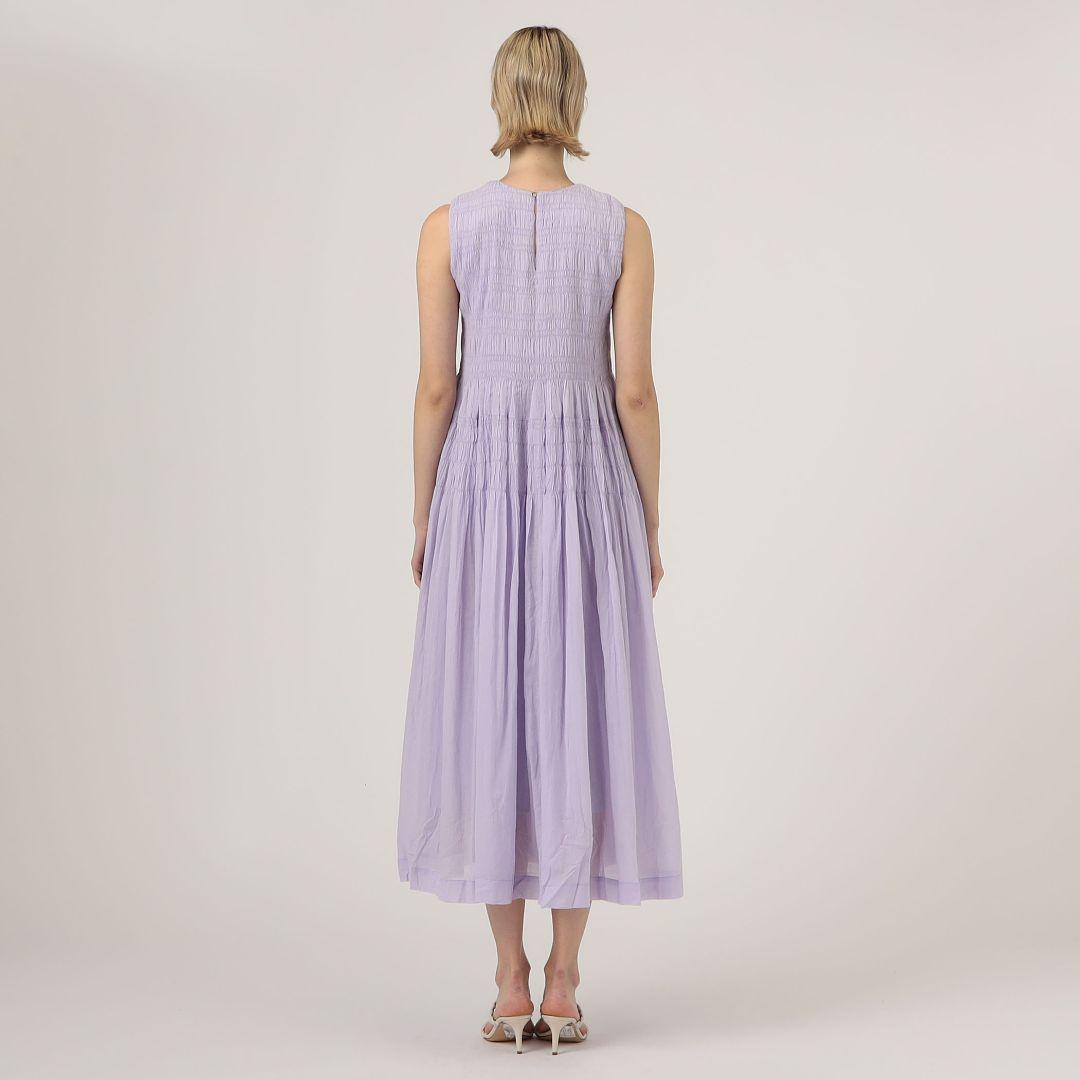 ヌキテパ コットンボイルシャーリングスリーブレスドレス　ロングワンピース