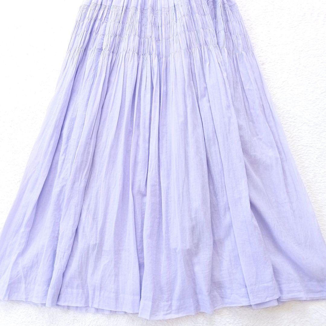 ヌキテパ コットンボイルシャーリングスリーブレスドレス　ロングワンピース