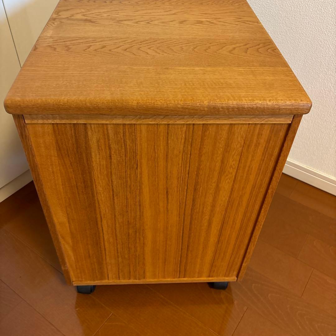 no34　木製デスク用ワゴン 3引き出し付き