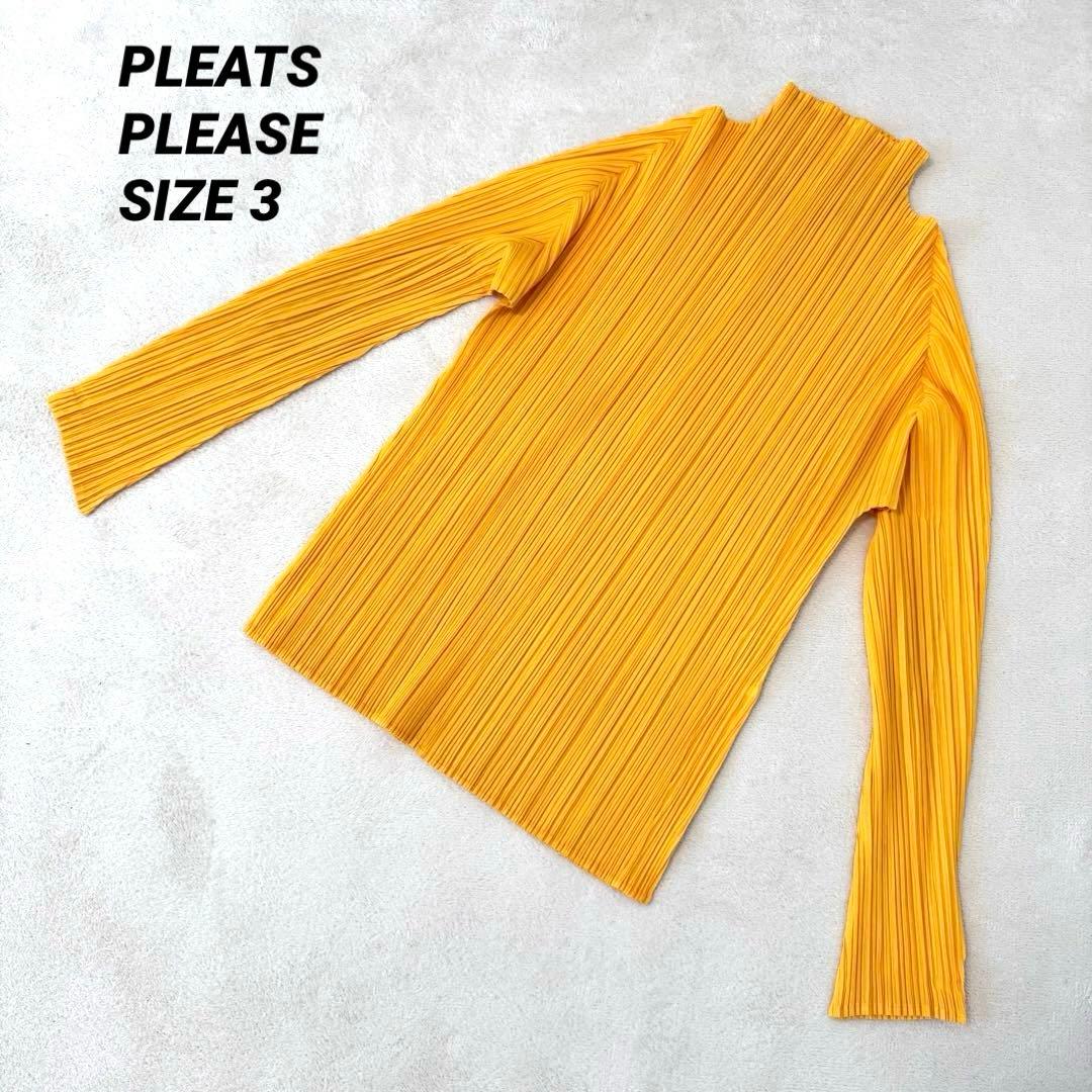 美品✨PLEATS PLEASE プリーツ　スリット入り　イエロー　長袖