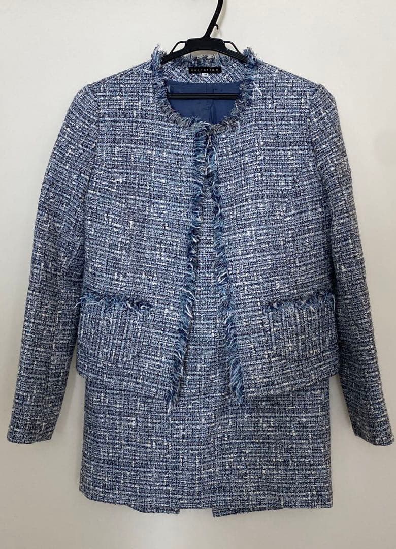 【美品】　エストネーション　ツイード　セットアップ　スーツ　ブルー　卒業　入学