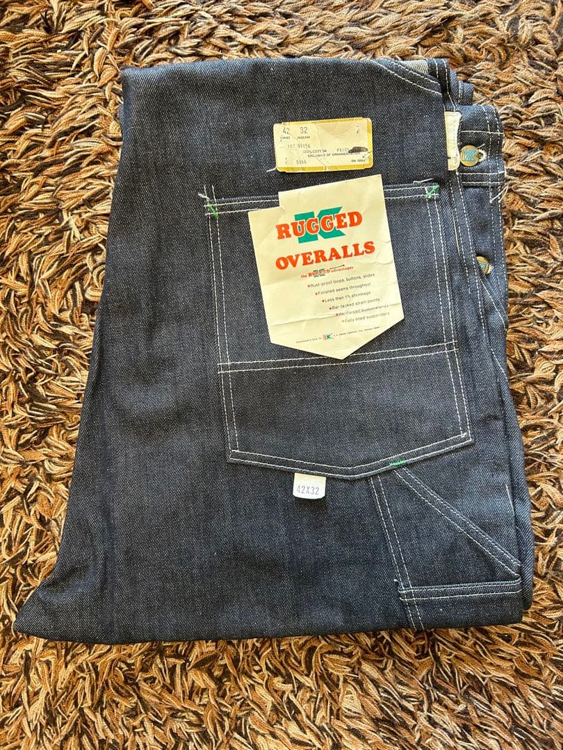 オーバーオール60s-70sデッドストック RUGGED K 42×32