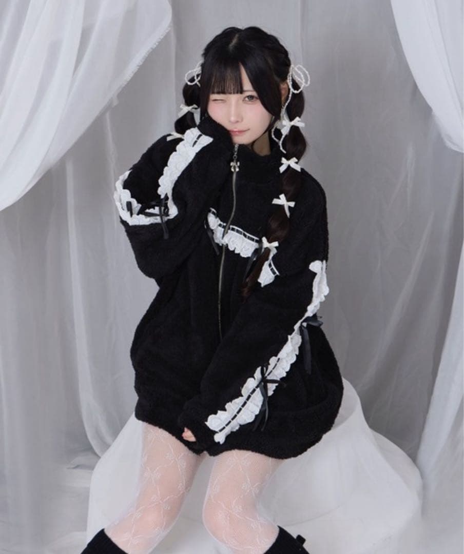 Honey Cinnamon ハニーシナモン コットンレースフェイクボアアウター