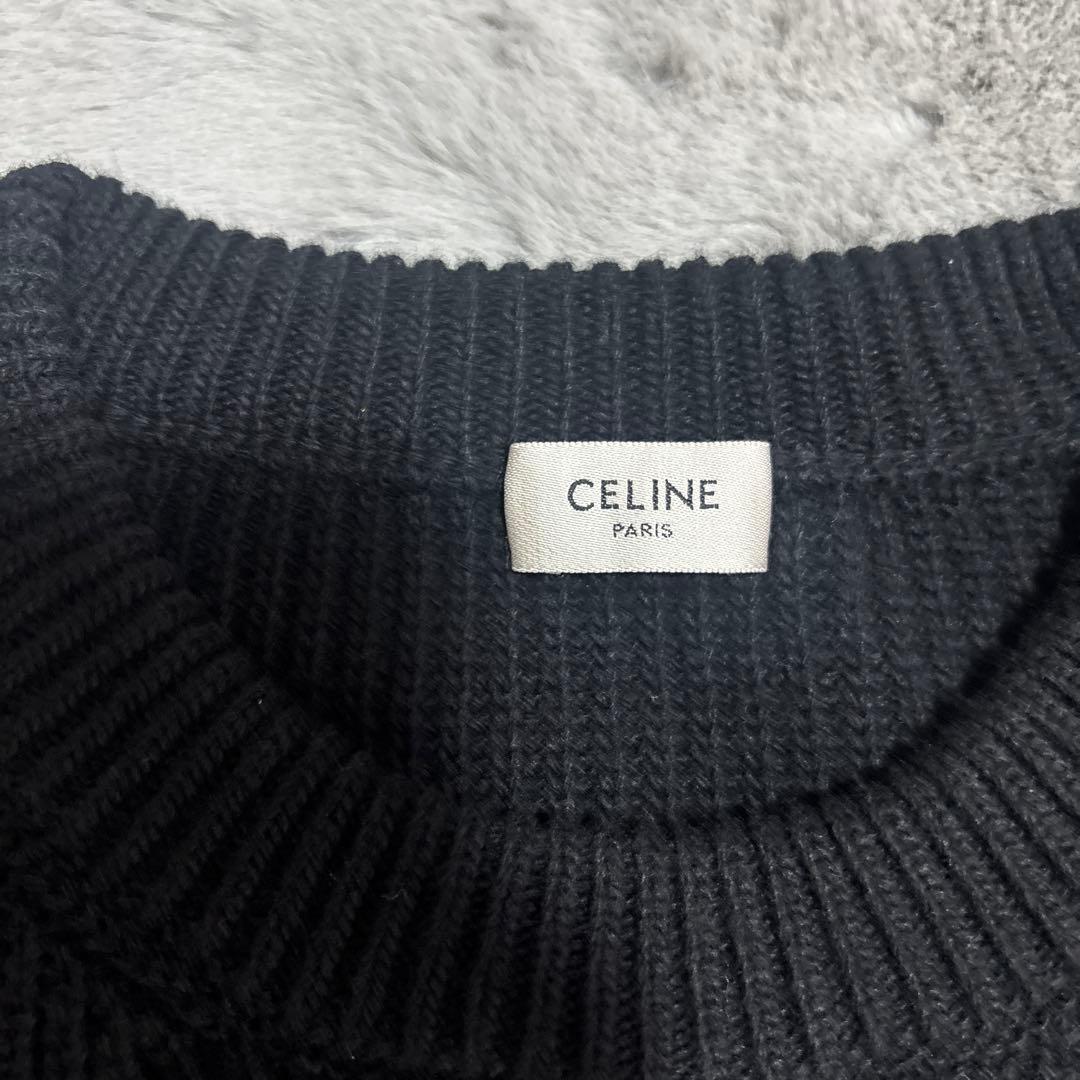 CELINE ブラック ロゴ セーター　L