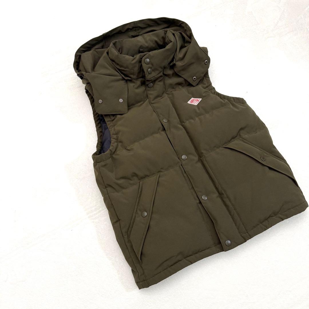 DANTON ダントン ダウンベスト 42 カーキ フード付き