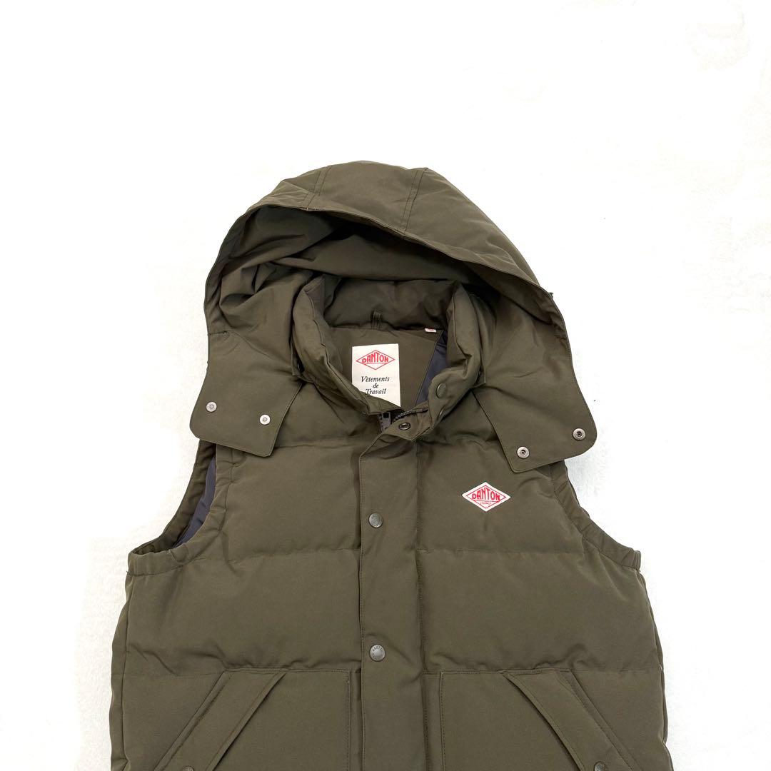 DANTON ダントン ダウンベスト 42 カーキ フード付き