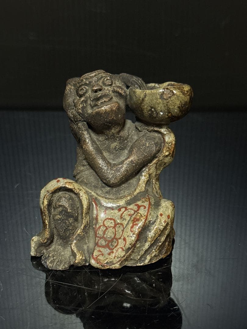 平安 名人 村田永翁 造 彩色羅漢図 香立 置物