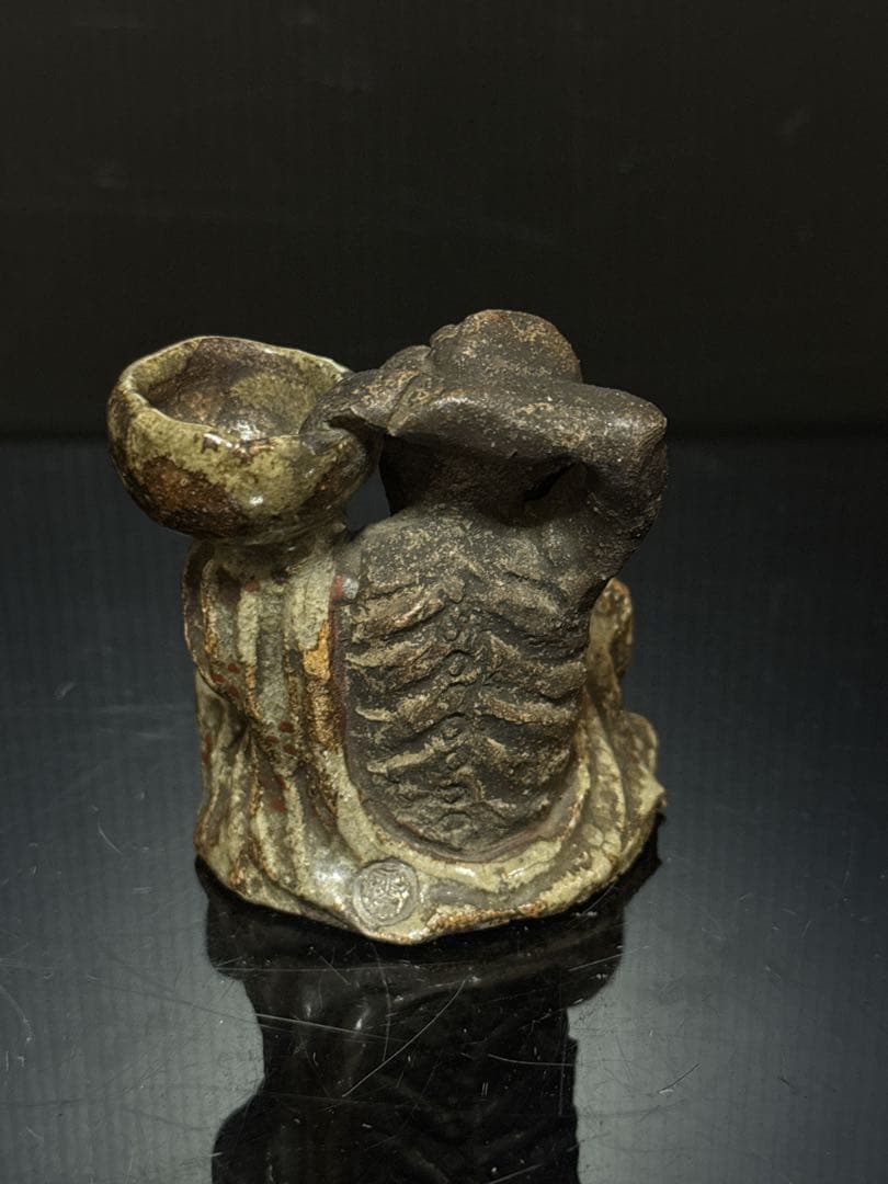 平安 名人 村田永翁 造 彩色羅漢図 香立 置物