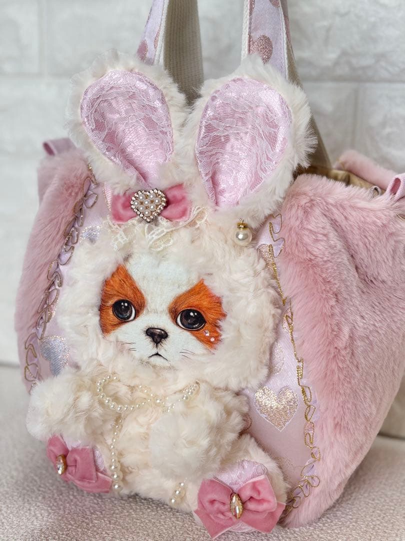 あ*き様 コヤンイサムチョン　ハンドメイド　ファーバッグピンク　アンコちゃん　白