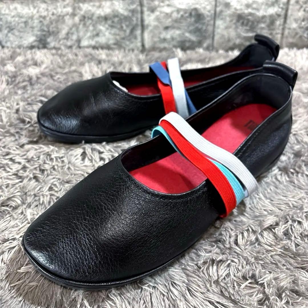 CAMPER カンペール TWINS レザー フラットシューズ 38 黒