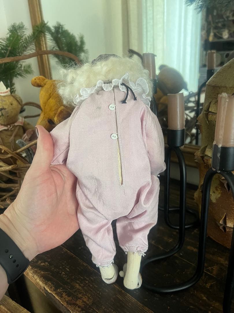 人形 ピンクの布製ピエロ人形