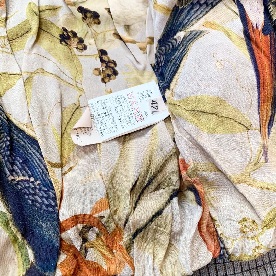 GIORGIO BRATO レザー　ジャケット　袖リブ　鳥　42サイズ　ブラウン