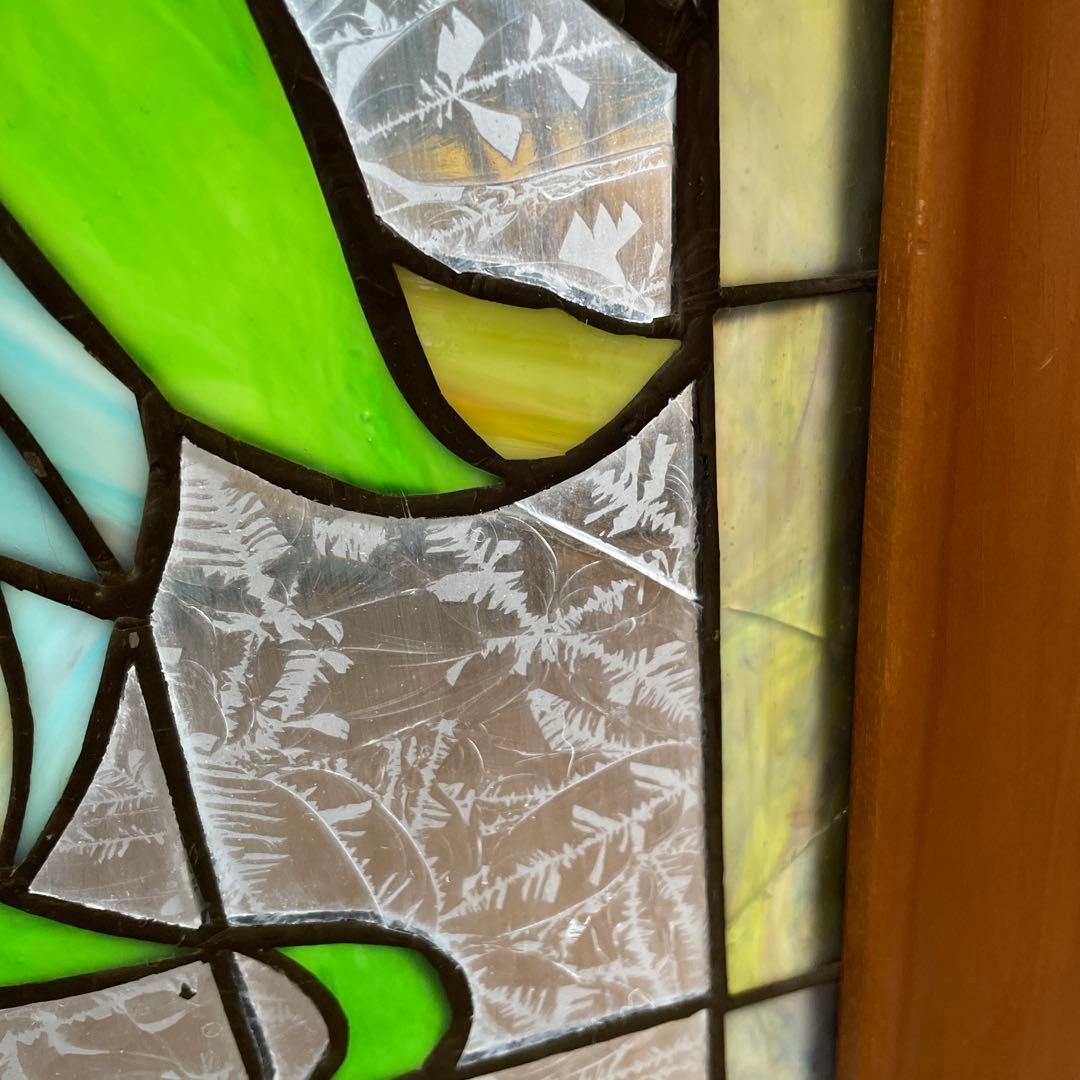 n*e様 ステンドグラス パネル 花に集まる蝶々 約94×58cm 壁掛け オブ