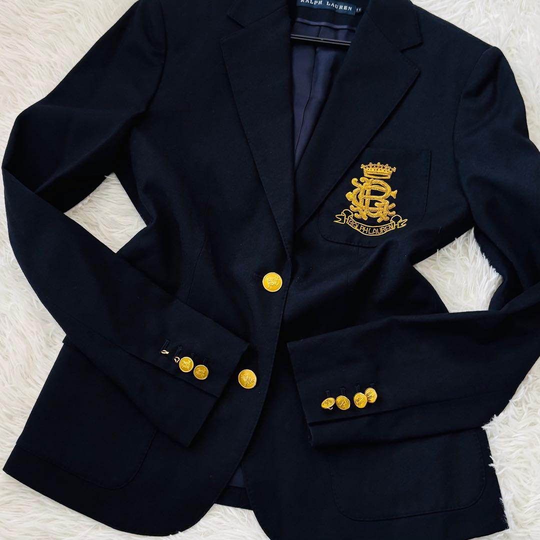 美品✨ラルフローレン 紺ブレザー エンブレム RLロゴ 金ボタン11号