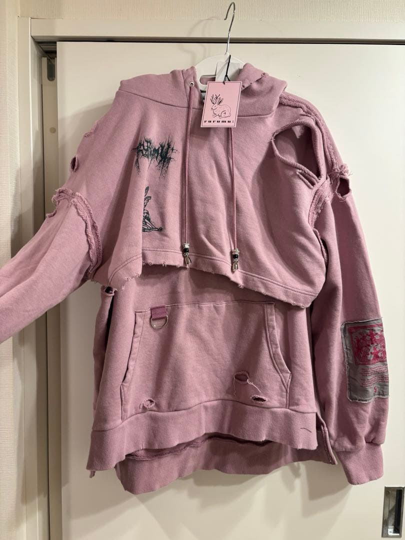 今季rurumu:/collage printed layered hoodie