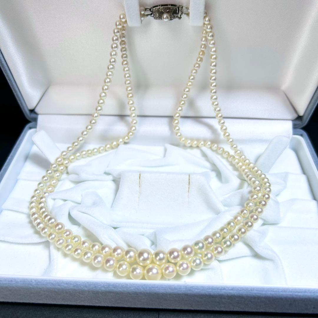【高島屋✨美品】 あこや真珠 ネックレス グラデーション 2連 ベビーパール