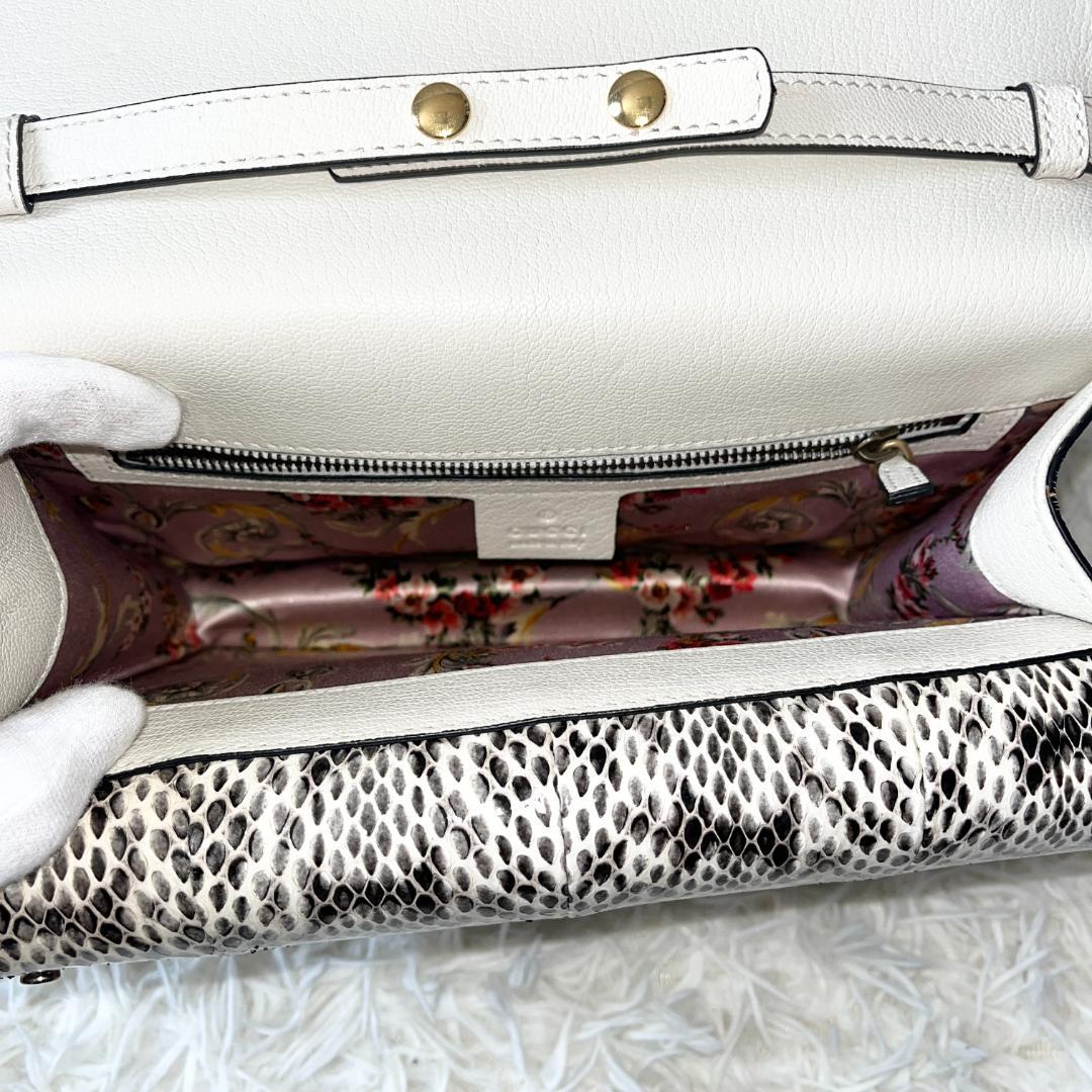 グッチ オッティリア 花刺繍 バンブー 2way ハンドバッグ パイソン