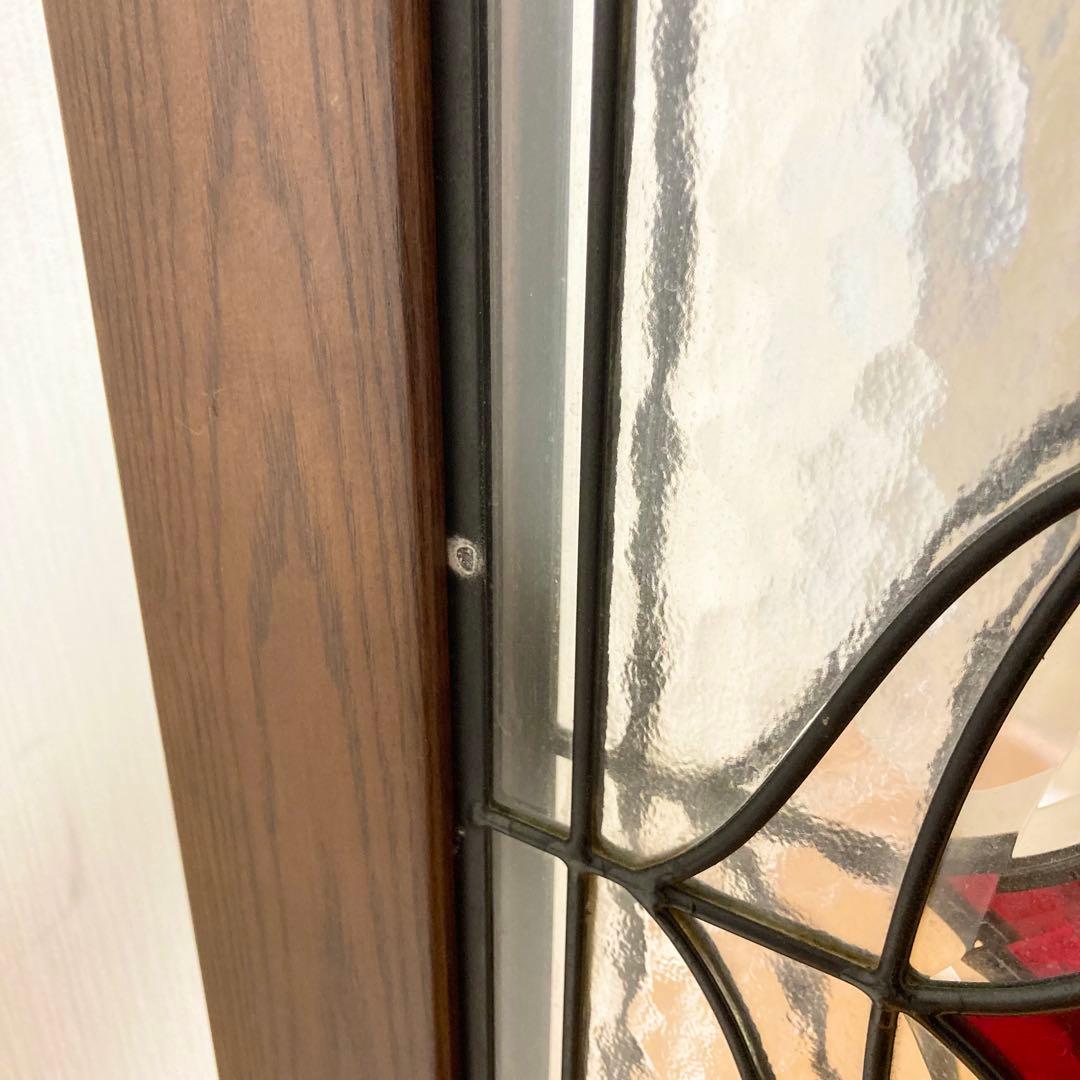 ステンドグラス 木製 パーテーション 3連 アンティーク調 間仕切り 衝立