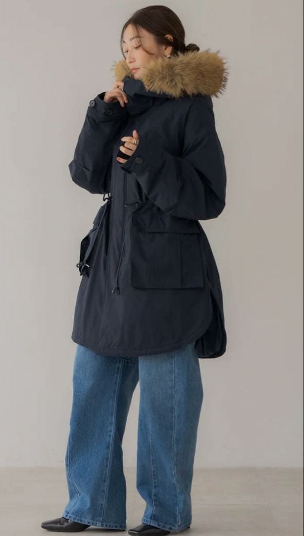 リグリーム　オーバーサイズモッズコート　ネイビー