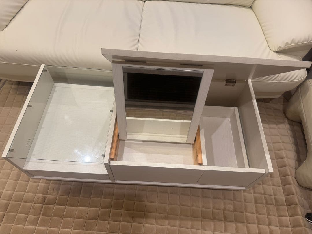 【送料込み】LOWYA 収納付き ドレッサーテーブル ローテーブル ホワイト