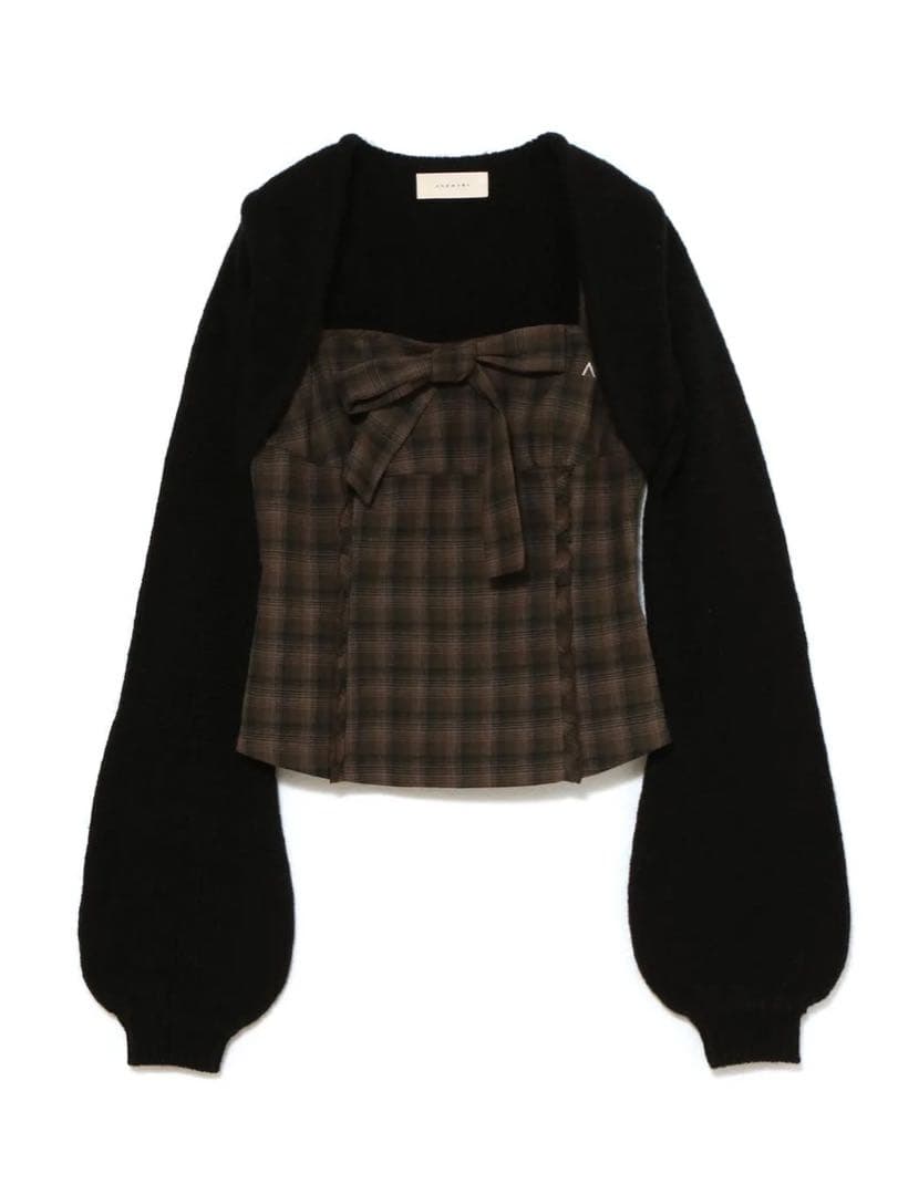 トップス andmary Tyla ribbon set tops / black