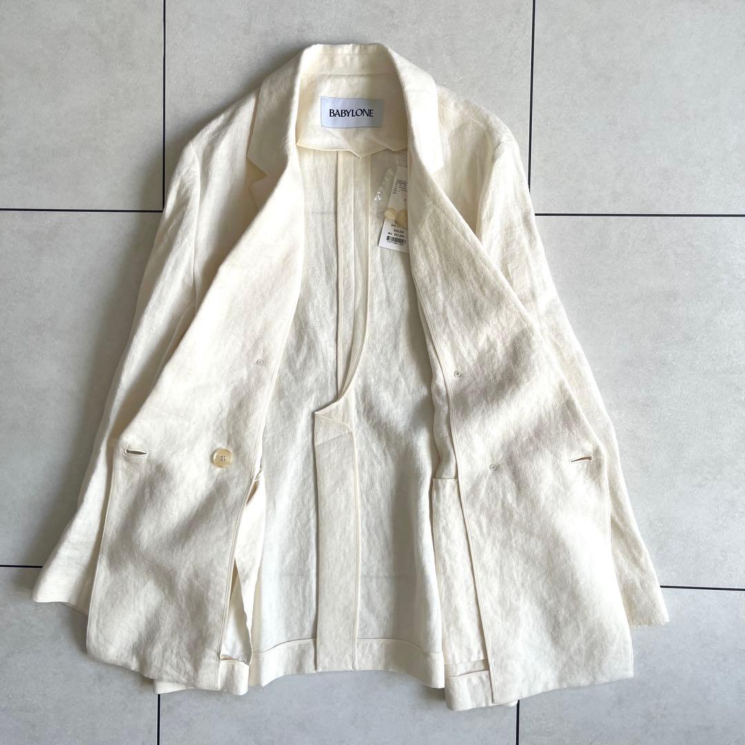 【未使用タグ付き】BABYLONE キャンバスリネンジャケット 麻100%