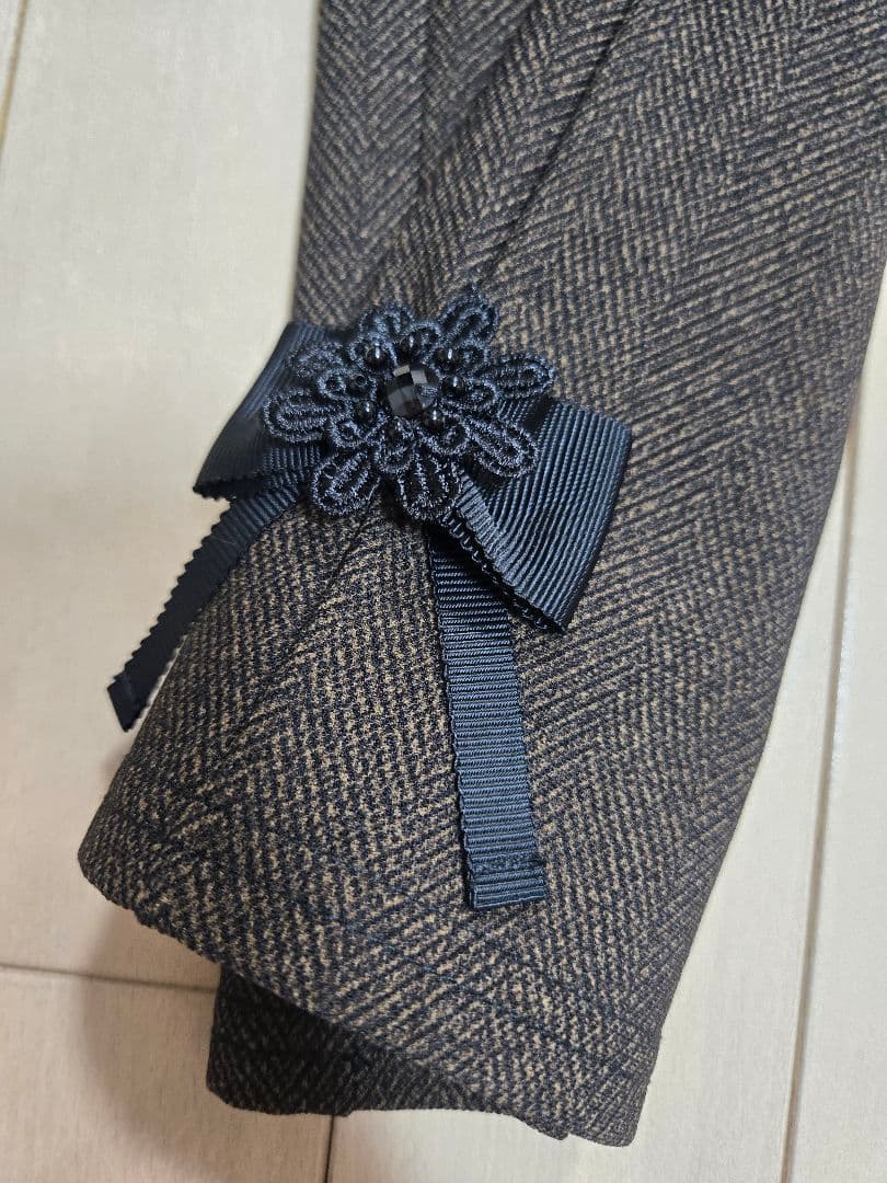 未使用スーパーSuperbeautyヘリンボーン裏起毛ストレッチパンツ茶黒系40