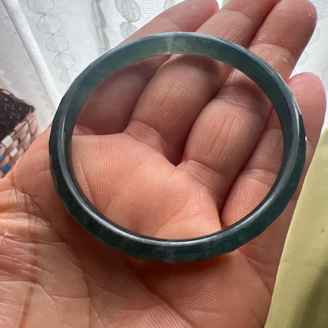 本翡翠、キラキラカット氷藍水バングル　〜52