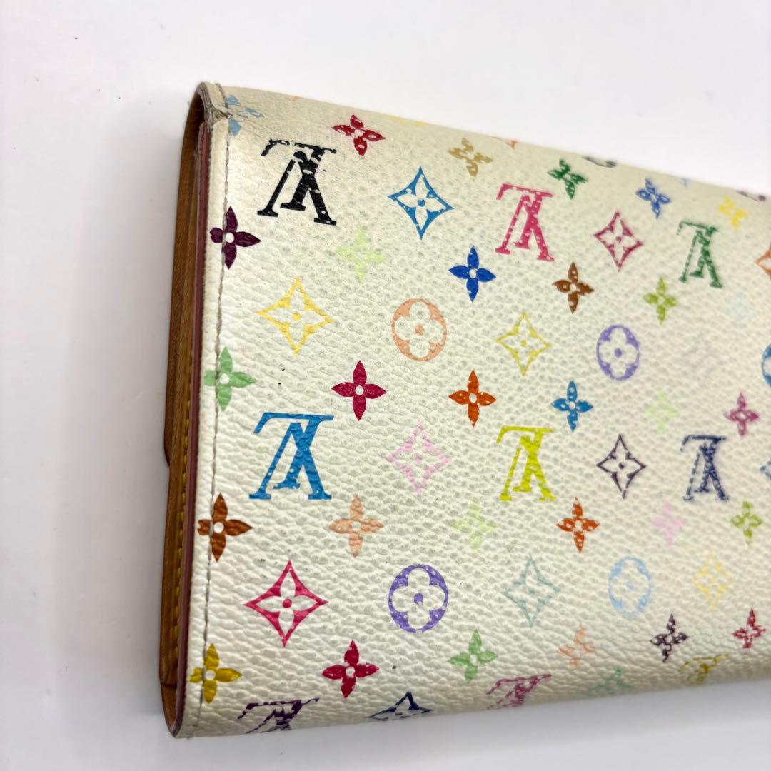 正規品 ルイヴィトン サラ マルチカラー 折り財布 総柄 pvc レザー ボタン