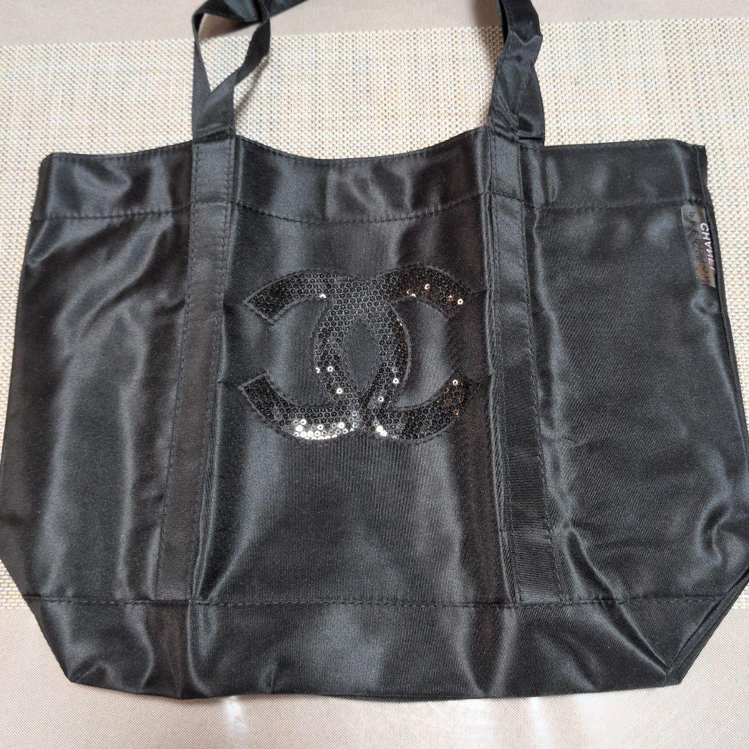 「新品」CHANEL コスメ ノベルティ トートバッグ 黒　黒ロゴ　非売品