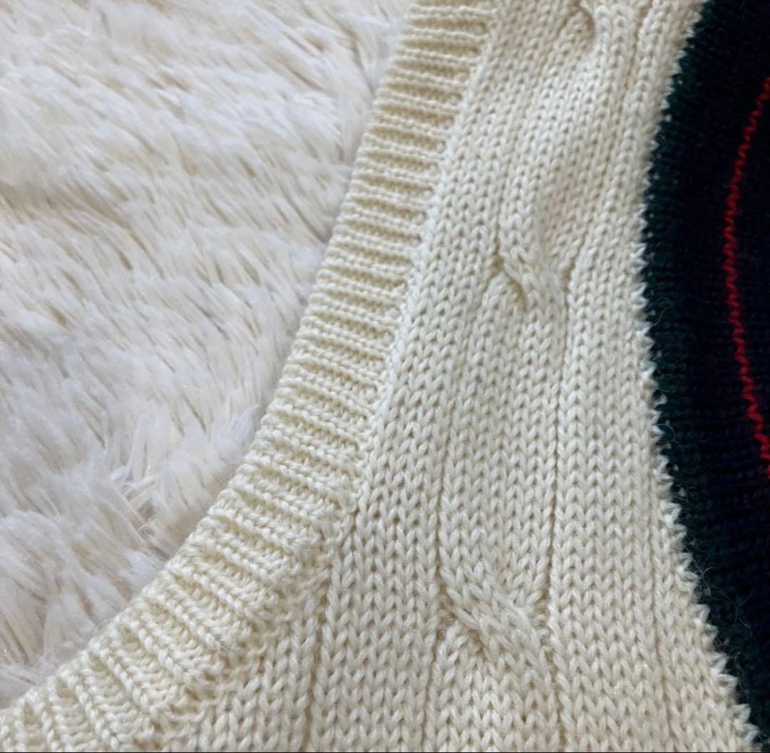 ポロ　ラルフローレン　ケーブルニット　ベスト　ヴァージンウール　チルデンニット