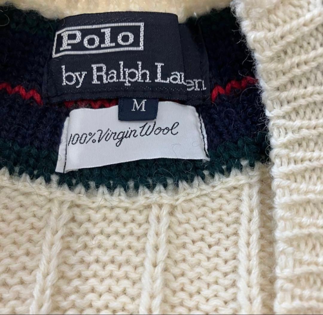 ポロ　ラルフローレン　ケーブルニット　ベスト　ヴァージンウール　チルデンニット