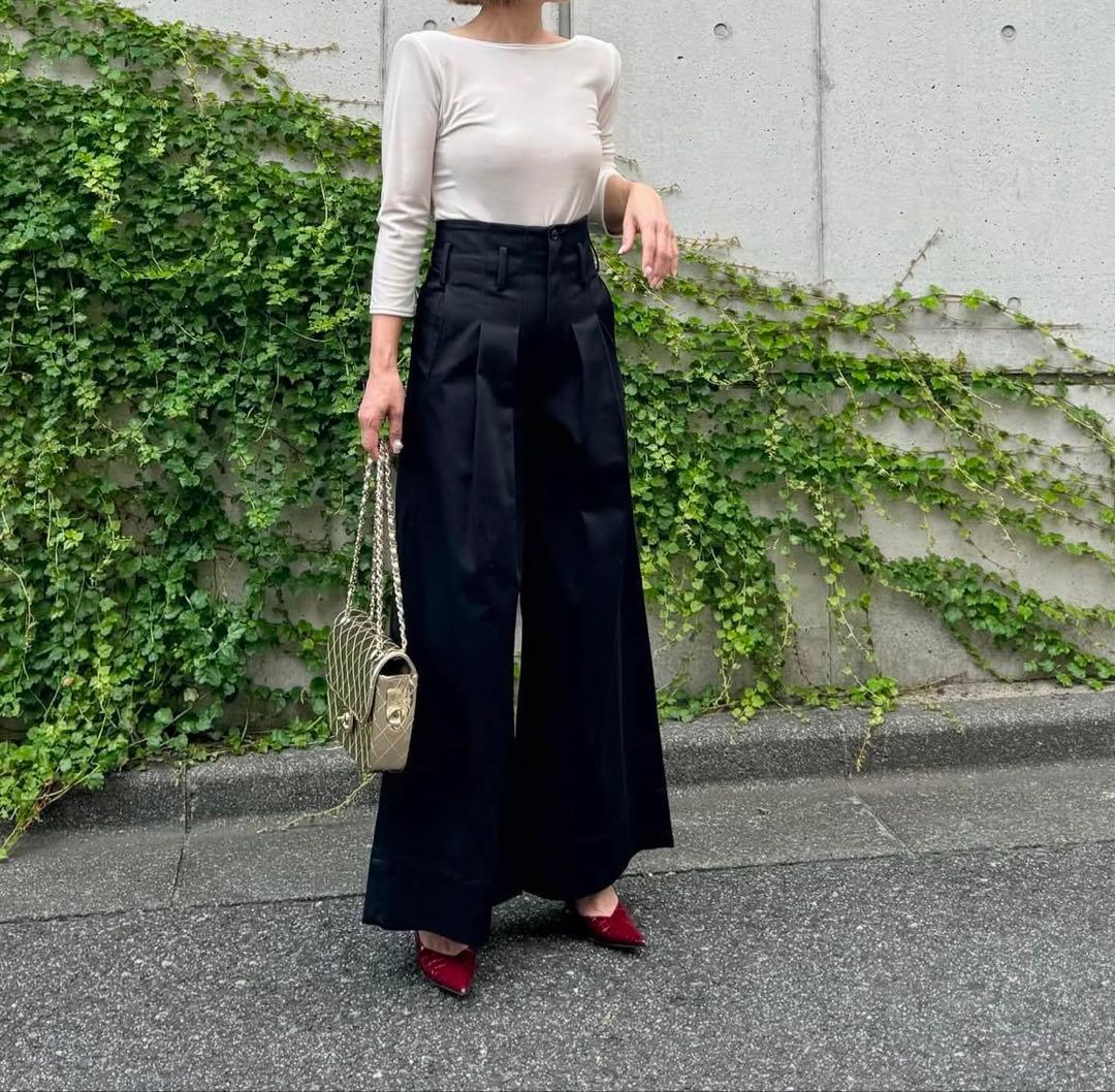 Cygne チノワイドパンツ Eric ブラック